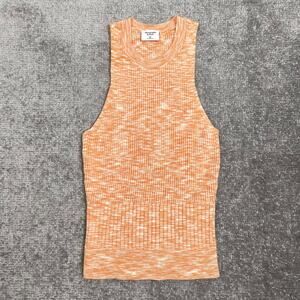 Abercrombie & Fitch Rib Knit Scuba Tank Top Size XS Orange Space Dye High Neck